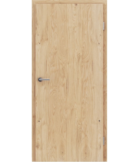 Veneered interior door with longitudinal structure GREENline – Oak knotty brushed matt stained lacquered