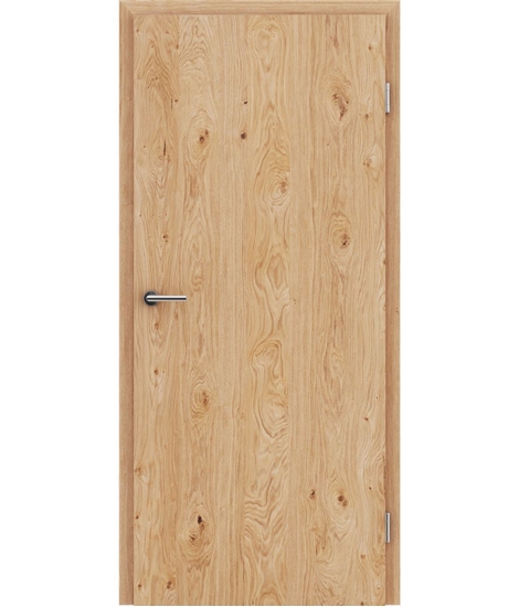 Veneered interior door with longitudinal structure GREENline – Oak knotty brushed naturally lacquered