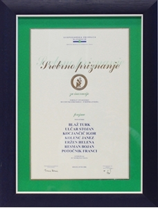 Picture of Silver Prize 2006 awarded by the Slovene Chamber of Industry and Commerce for the best innovation in the Gorenjska region