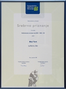 Picture of Silver Prize 2007 awarded by the Slovene Chamber of Industry and Commerce for the best innovation in the Gorenjska region (Slovene Alpine region)