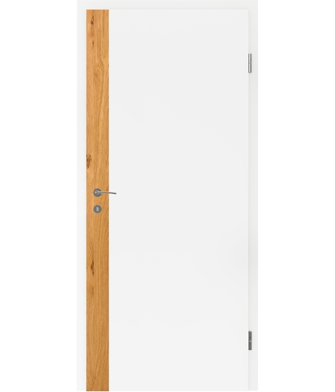 White-lacquered interior door BELLAline – F5R33L white-lacquered, oak knotty strip