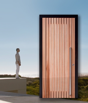 Lesena vhodna vrata s steklom oz. stransko svetlobo PANORAMA