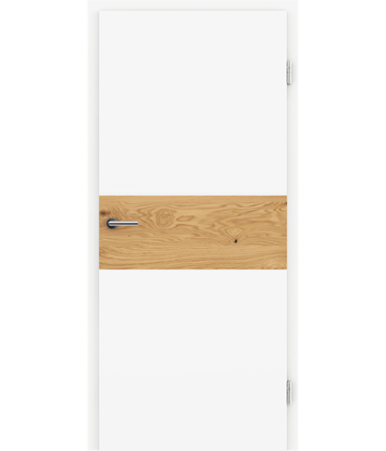 White-lacquered interior door BELLAline – I39R72L white-lacquered, oak knotty strip