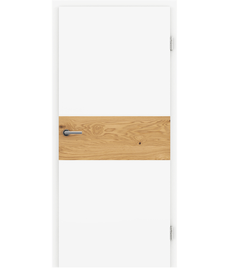 White-lacquered interior door BELLAline – I39R72L white-lacquered, oak knotty strip