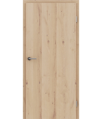 Veneered interior door with longitudinal structure GREENline - oak knotty cracked brushed white-oiled