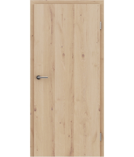 Veneered interior door with longitudinal structure GREENline - oak knotty cracked brushed white-oiled
