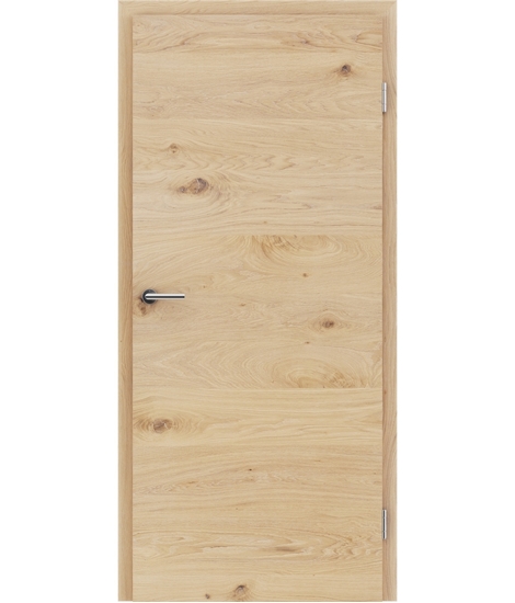 Veneered interior door with a combination of a transverse and longitudinal structure VIVCEline - F4 oak knotty brushed white-oiled