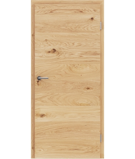 Veneered interior door with a combination of a transverse and longitudinal structure VIVCEline - F4 oak knotty brushed naturally lacquered