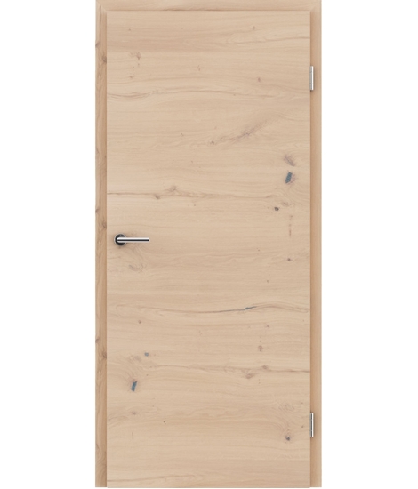 Veneered interior door with a combination of a transverse and longitudinal structure VIVCEline - F4 oak knotty cracked white-oiled