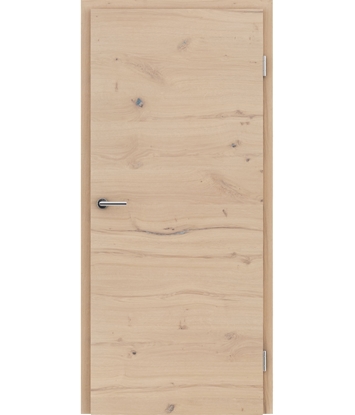 Veneered interior door with a combination of a transverse and longitudinal structure VIVCEline - F4 oak knotty cracked brushed white-oiled