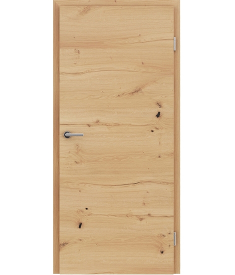 Veneered interior door with a combination of a transverse and longitudinal structure VIVCEline - F4 oak knotty cracked oiled