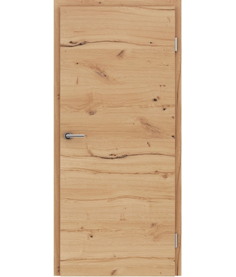 Veneered interior door with a combination of a transverse and longitudinal structure VIVCEline - F4 oak knotty cracked brushed oiled